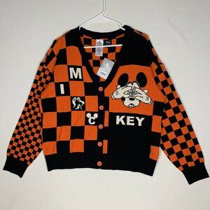 Disney Her Universe Women's Mickey Mouse Halloween Orange/Black Cardigan XL NWT